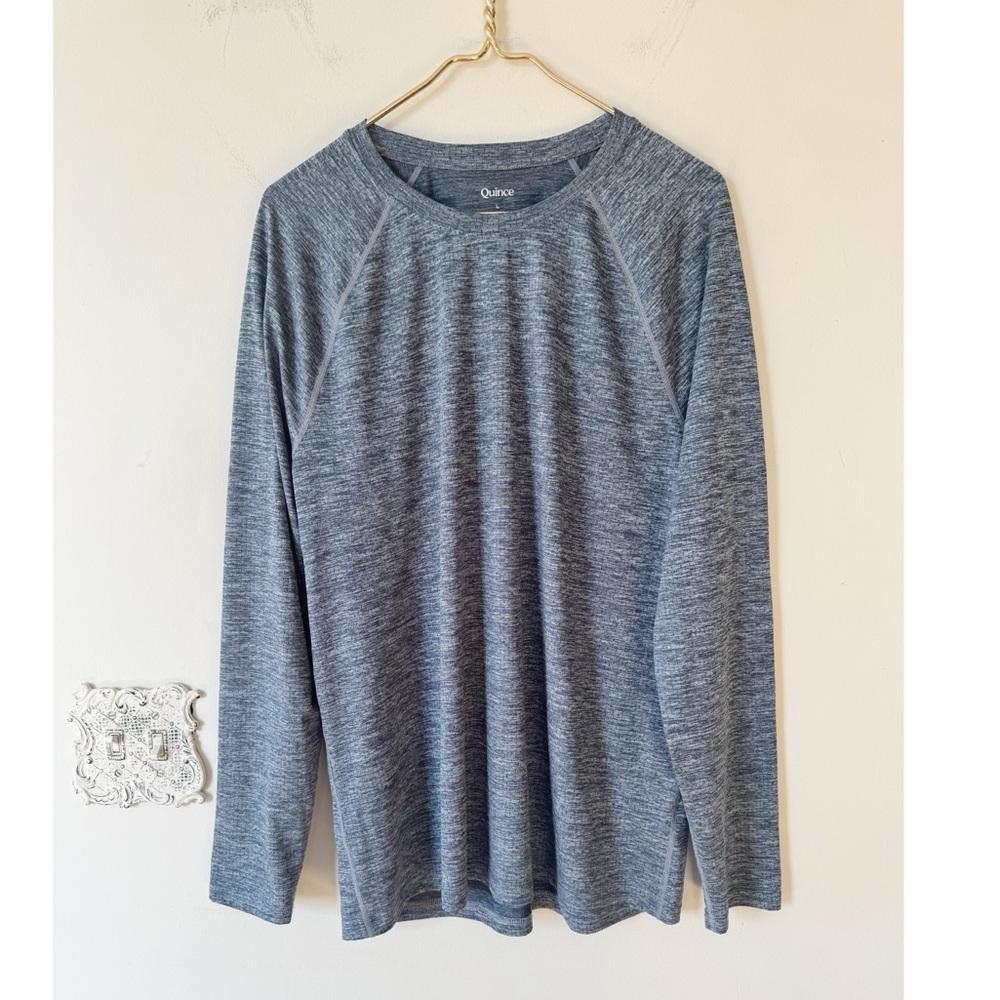 Quince Mesh Performance Training Long Sleeve Tee Heather Blue L - Picture 3 of 8